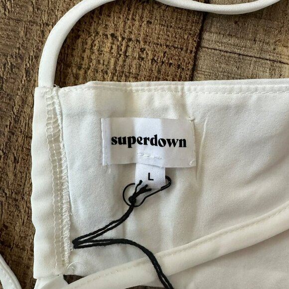 Superdown Revolve Kiya Tie Back rop Top White Wrap Tie Bralette Top L - Picture 5 of 7